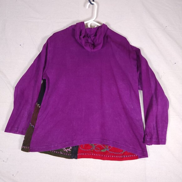 Rising Tide Purple Patchwork Embroidered Zip Up Jacket Hoodie Womens 1X Boho - Picture 3 of 13